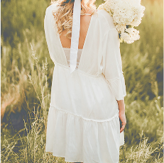 バックシャンホワイトコットンワンピース